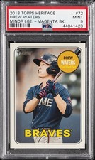 2018 TOPPS HERITAGE MINORS MAGENTA BACK #72 DREW WATERS PSA 9