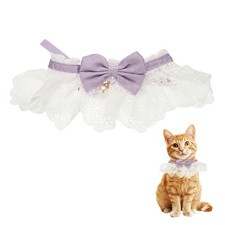 Cat Lace Pet Collar, Cute Cat Collar Lace Ruffle for Dogs Kitten Purple, L 