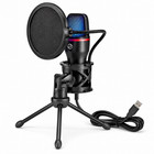 MICROFONO USB A CONDENSATORE TREPPIEDE FILTRO POP RGB STREAMING PODCAST AS-06022