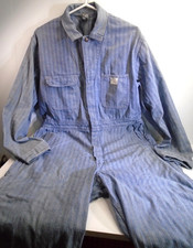 Vtg Big Mac Denim Railroad Striped Coveralls Men 42R Workwear '60s Mechanic Farm