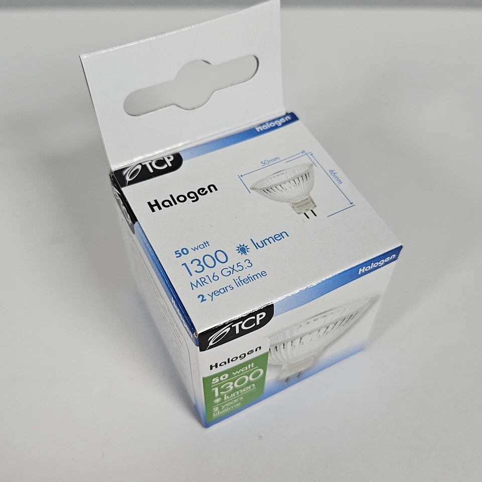 4 x TCP Halogen MR16 Standard 50W GX5.3 Warm White Dimmable Bulbs 1300 Lumen - Image 2 of 3