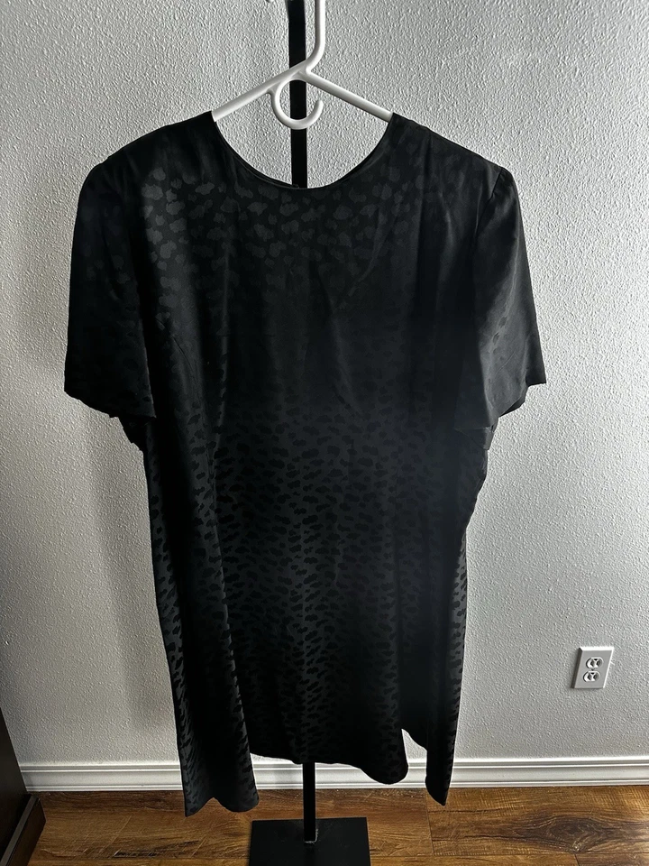 Vintage 100% Silk Black Leopard Dress