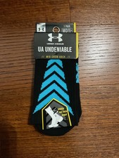 under armour undeniable mid crew socks - adult medium - black and blue