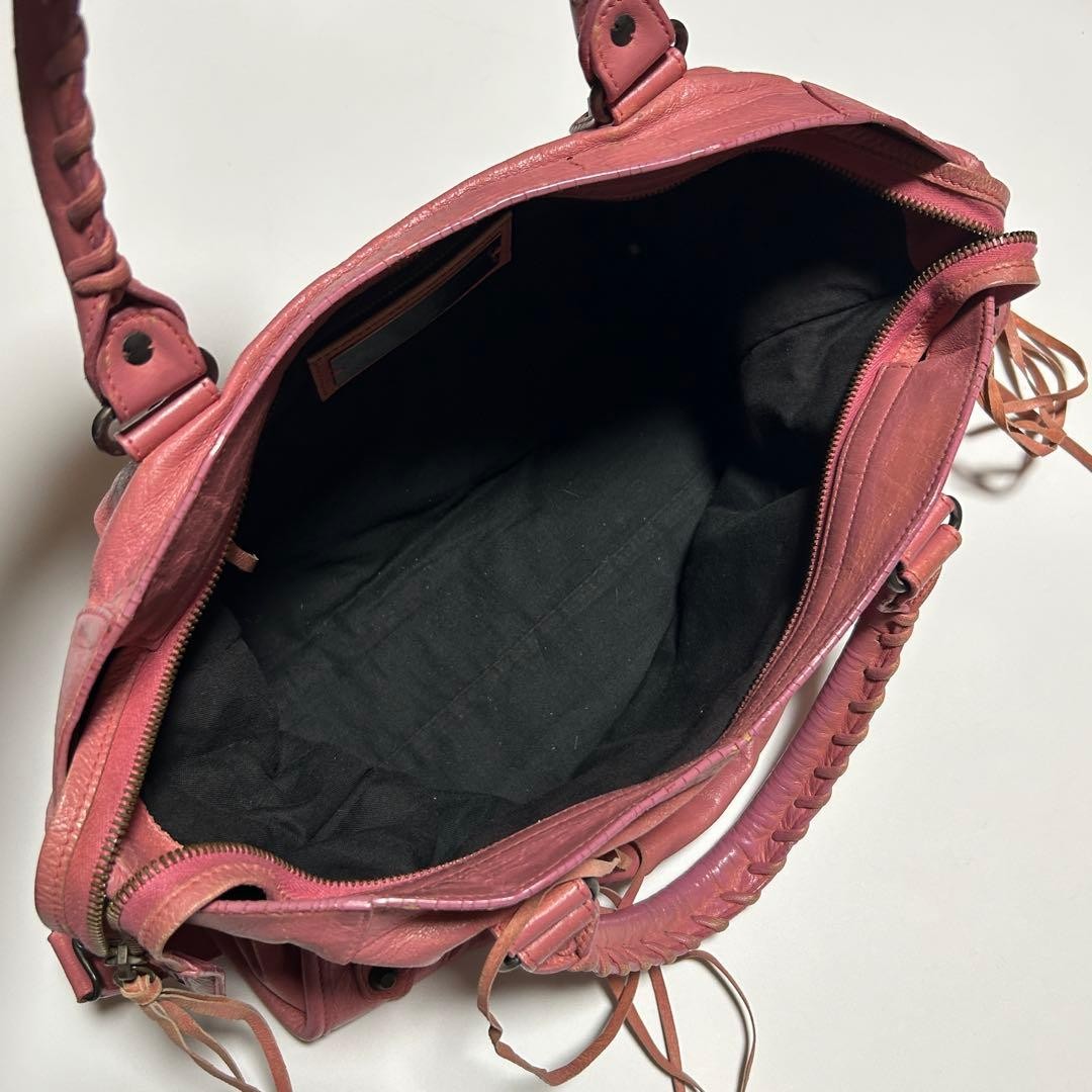 BALENCIAGA City 2Way Handbag Shoulder Bag Pink Leather 115748