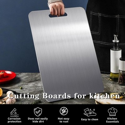 14x10 Pure Titanium Cutting Board Double-Sided Non-Toxic Metal Kitchen Chopping