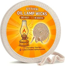 Oil Lamp Wicks, 1/2 Inch x 30 Ft, Flat Cotton Lantern Wick for Oil Lamps