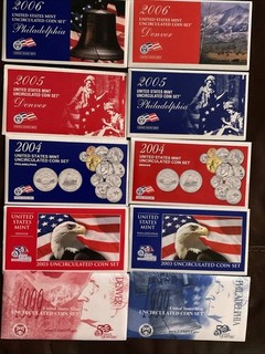Lot Of 5 Years 1999 2003 2004 2005 2006 Uncirculated Coin Set US Mint OGP COA