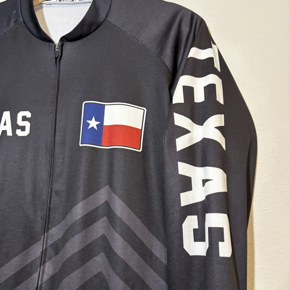 Camiseta deportiva de ciclismo Canari Don't Mess With Texas 3/4 cremallera para hombre grande Texas Pride negra Foto 2 de 4
