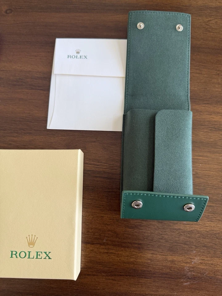 Funda protectora suave para reloj de cuero verde ROLEX  Foto 3 de 4