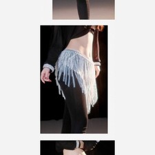 Rhinestones Belly Dance Hip Scarf Long Tassels Belly Dance Waist Chain for Women