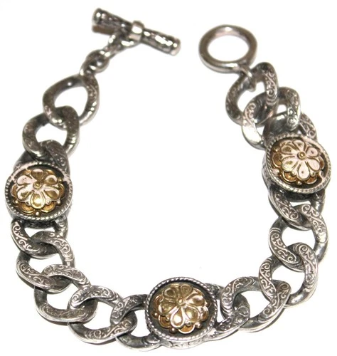 KONSTANTINO 18K yellow gold marked 750 & 925 sterling silver clasp bracelet #105