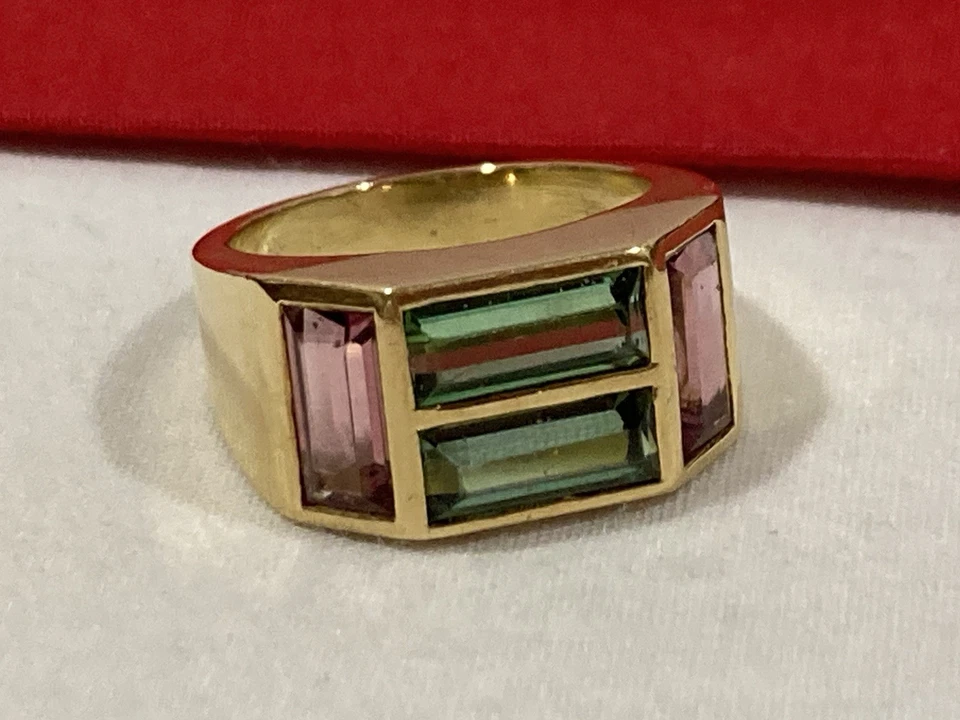 Anillo Tiffany & Co Paloma Picasso 1980 oro amarillo macizo turmalina banda 6,25 Foto 2 de 4