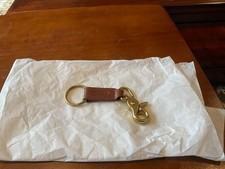 NEW Coach Tan/Brass leather Trigger Snap Valet Key Fob/Keyring 7212