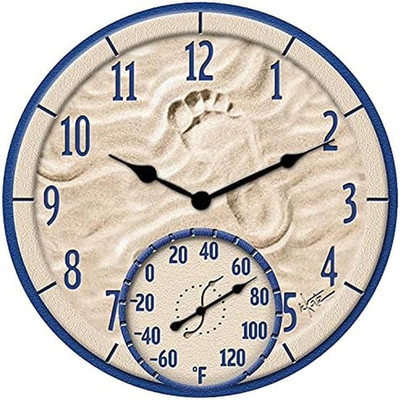 Taylor by the Sea Poly Resin Indoor and Outdoor Clock and Thermometer, Decorativ