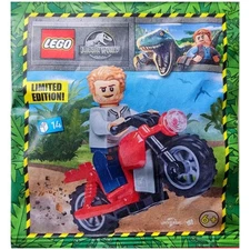 LEGO Jurassic World Owen with Red Motorcycle Paper Bag 122333 (SEALED)