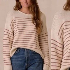 Rylee + Cru Stripes Cotton Knit Pullover Sweater Size Large