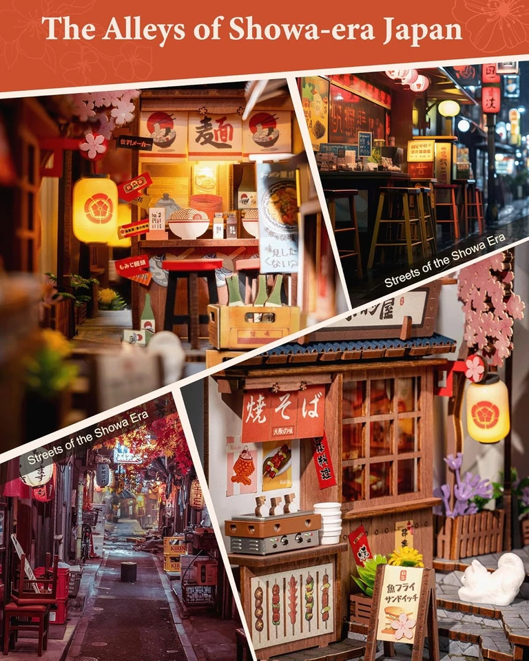 Kit de Rincón de Libro Sakura Callejón de Vino, Rincón de Libro Rompecabezas de Madera 3D para Decoración de Estantería, Foto 3 de 4