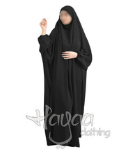 BLACK French Jilbab Overhead Abaya Prayer Outfit Kaftan Namaz Plus Size Khimar