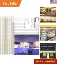 8 PCS Dimmable LED Under Cabinet Lights with Remote Control - 4000K White, 13ft