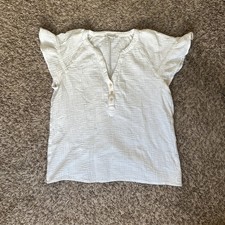 Women's Cotton Madewell White Ruffle Sleeve Blouse Size S