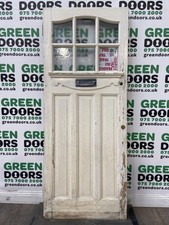 1930S FRONT DOOR WHITE WOODEN OLD PINE EXTERNAL EXTERIOR GEORGIAN BARS ANTIQUE