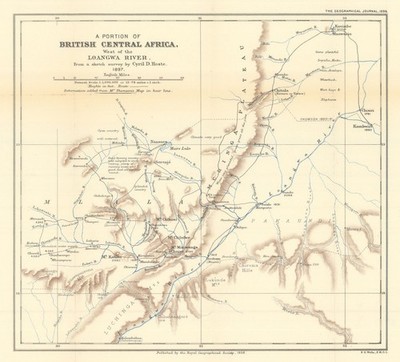 Sambia. Britisch Zentralafrika westlich des Loangwa Flusses von Cyril Hoste / RGS 1898 Karte