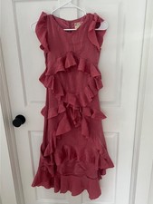  EUC Mia Joy joyfolie 10 rose dress girls ruffles Maxi long