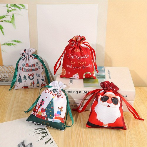 Bolsas de regalo con cordón de Navidad 4-12 piezas, bolsas de favores para Navidad y vacaciones y fiesta - Imagen 11 de 13