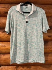 Bad Birdie Polo Shirt Mens Size Small Cactus Print Golf Short Sleeve