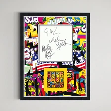 Happy Mondays - Manchester Rock Band Hand Signed by 3 Authentic Autograph Framed