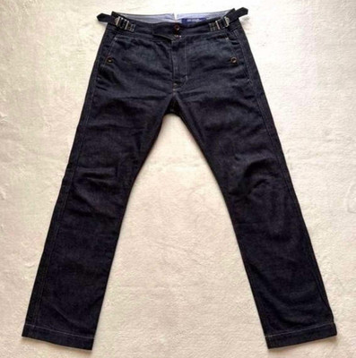 Junya Watanabe Men s Blue Denim Straight Jeans Button Fly Solid Flap Pockets
