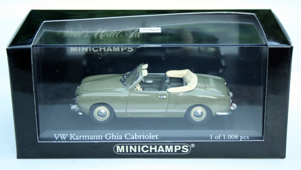 VW Karmann Ghia Cabriolet Typ 14 Bj. 1957-1959, Verde Canna, MINICHAMPS M.1:43 - Immagine 4 di 4