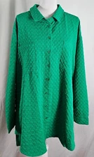 New Davi Dani Womens Blouse Buttons Green Polyester Spandex 3XL
