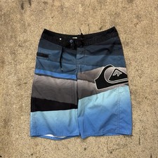 Quiksilver Boardshorts Youth Size 25 Swim Trunks Blue Polyester Straight Fit