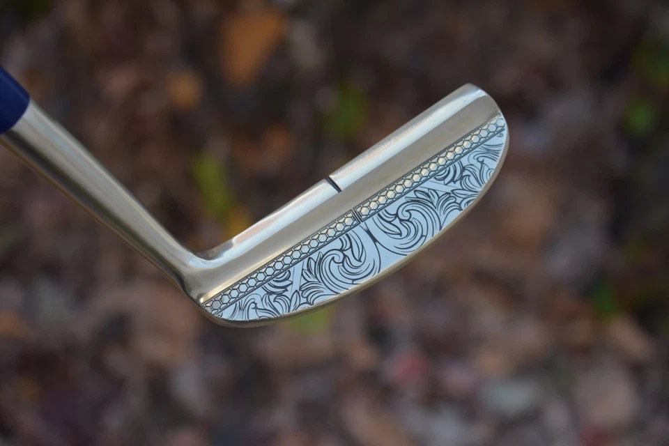 Stunning Gold Custom Prototype Blade Putter Napa 8802 MILLED Ornate Scroll / 35" - Image 4 of 4