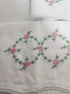 Set Of 2 Vintage Hand Embroidered Crocheted Pillowcases 