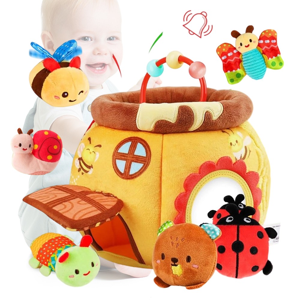 Sinnesentwicklung Baby Spielzeug 0-12 Mon Montessori Weiche Tiere mit Haus Set