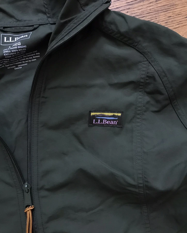 LL Bean 1/4 Zip Pullover Hunter Green Jacket Mens Large Nylon Packable - Image 2 of 4