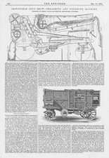 WALLIS & STEVENS Thrashing & Finishing Machine Antique Engineering Print 1875