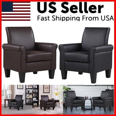 Modern Accent Arm Chair PU Leather Single Sofa Seat Leisure Office Italian Style