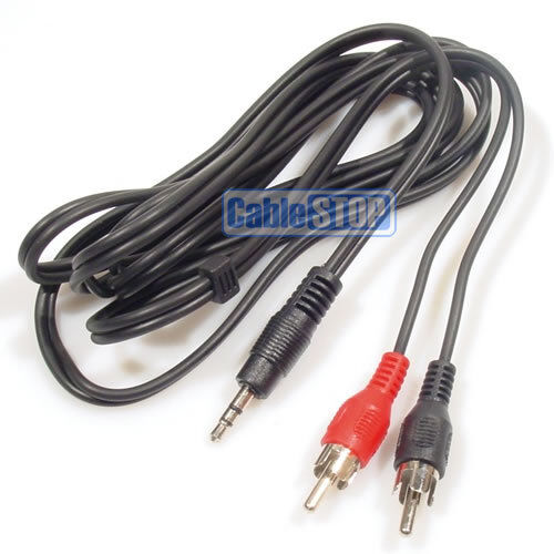 1.2m Stereo Mini Headphone 3.5 mm Jack Plug to TWIN 2 RCA PHONO Audio Cable Lead - Picture 1 of 2