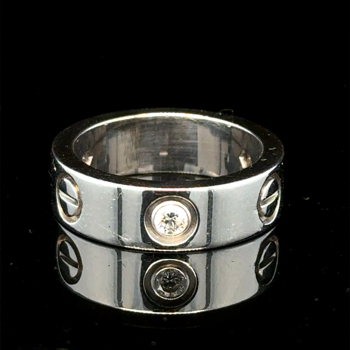 18k White Gold Cartier Love Ring With Diamond .22ctw Size 5 Box | eBay