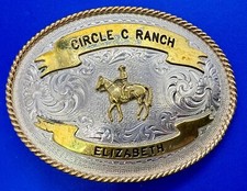 Circle C Ranch, Texas Vintage 'D Montana Silversmiths Trophy Style Belt Buckle