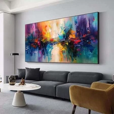 Abstract Wall Art Paintings Hand Painted Oil Painting on Canvas Purple