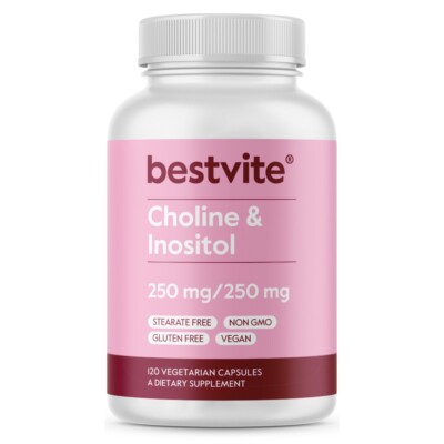 Choline Inositol 500mg (120 Vegetarian Capsules)-No Fillers - No Gelatin - Vegan