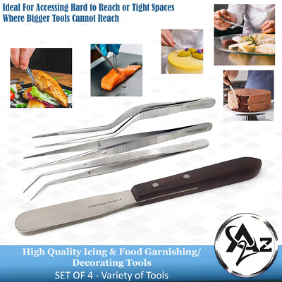 4 Cake Icing Spatula Decorating Tools Food Presentation/Plating Tweezers Kitchen
