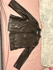 Max Mara Women's Vintage Brown 100% Leather Jacket Made In Italy Size 12 Uk