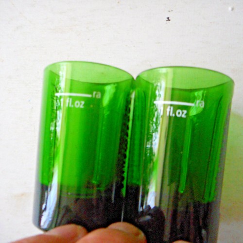 Jagermeister 6 Jager Green Glass Shot Glasses w/ Embossed Logo Brand