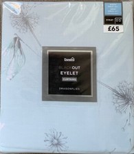 Dunelm Duck Egg Dragonflies Blackout Eyelet Curtains - 66"x90" (W x  L) Pair