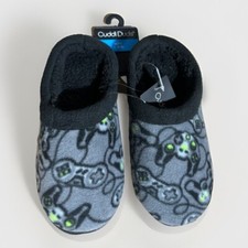 NWT Kids Cuddl Duds Slippers Pajamas Shoes Blue Plaid Sz L Shoe Sz 5-6 Boys